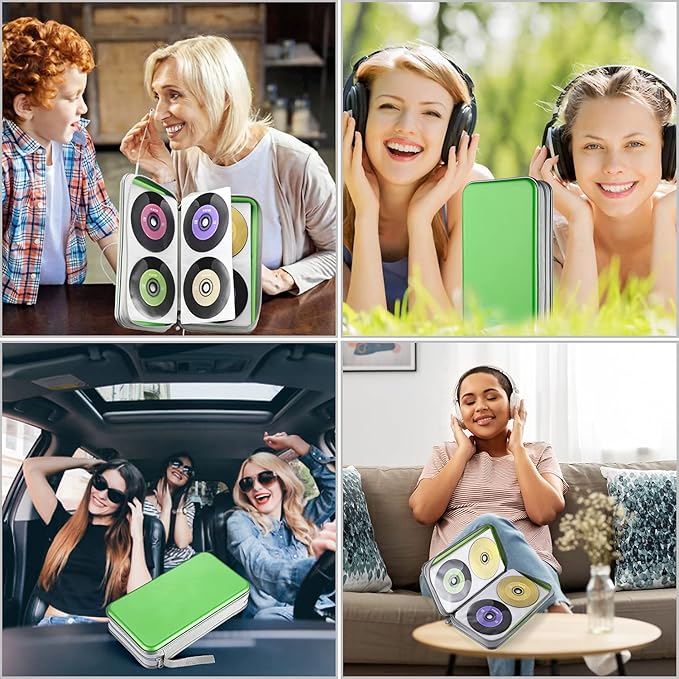 UENTIP CD Case,96 Capacity Book Portable Hard Plastic Case Holder Organizer Wallet Protective DVD Storage (96, Green)