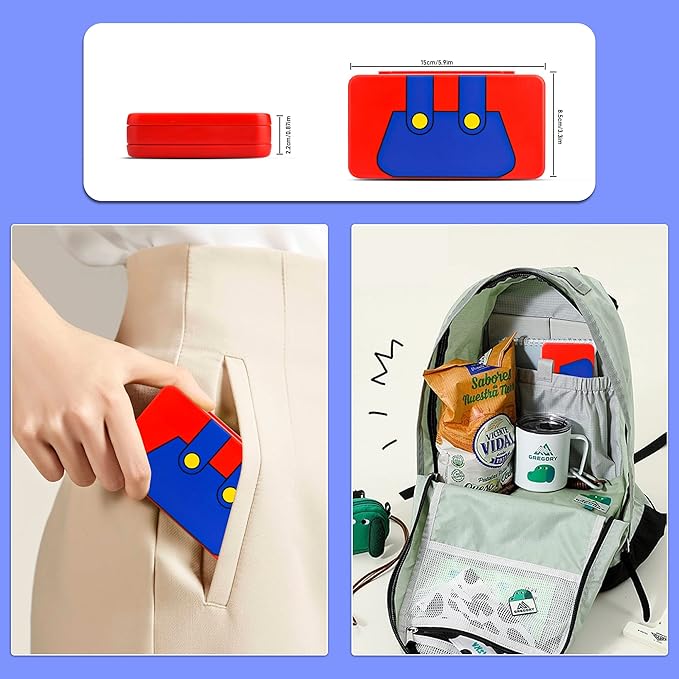 RHOTALL Game Card Case for Nintendo Switch/OLED/Lite/2 , Storage Card Box with 48 Game Cards Cartridge and 24 SD Cards Slots, Switch Games Holder with Magnetic Design - for red and blue