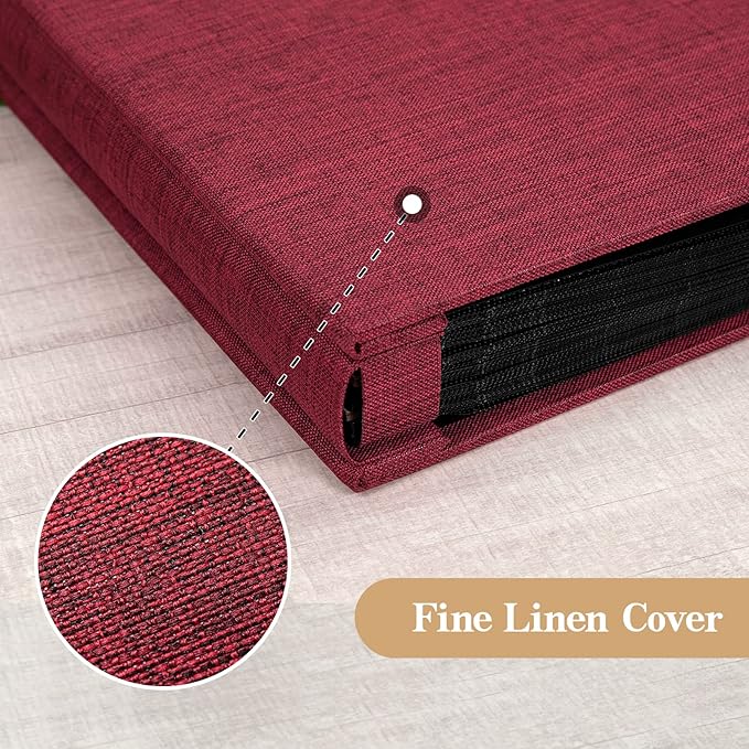 potricher Small Photo Album 4x6 200 Photos Linen Cover Picture Photo Book for Family Wedding Anniversary Baby Vacation (Red,200 Pockets)