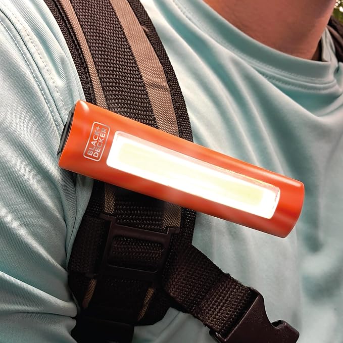BLACK+DECKER LED Work Light, 300 Lumens AA Battery-Powered Utility Light, 3 Brightness Levels & SOS Mode, 2 Magnet Mounts, Pocket Clip, Compact Lightweight & Portable, Weather Resistant, 10 Hour Power