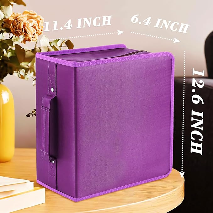 DVD Case CD Storage,384 Capacity CD Cases Holder DVD Storage Case Holders CD DVD Disc Case Storage Wallet Binder for Car Home Office Travel (Purple)