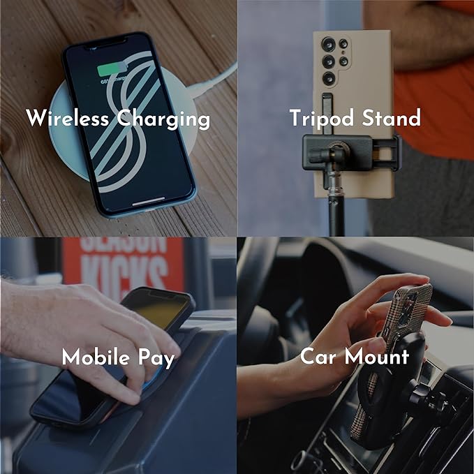 SleekStrip SleekGrip-Essential Ultra Thin Phone Grip Stand,Slim Metal Finger Loop Ring Hand Holder Strap Cell Phone Grips for iPhone 16 Pro Max,17 Air,Android,Case Back - Jet Black & Space Odyssey 2PK