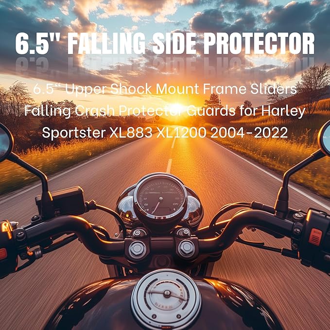 6.5" Upper Shock Mount Frame Sliders Falling Crash Protector Guards Falling Side Protector No Cut Kits for Harley Sportster XL883 XL1200 2004-2022
