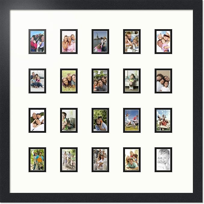 Art to Frames Double-Multimat-398-754/89-FRBW26079 Collage Photo Frame Double Mat with 20 - 2x3 Openings and Satin Black Frame