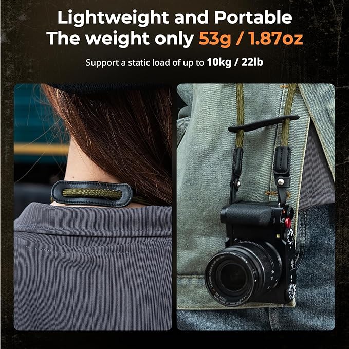 SMALLRIG Rope Camera Neck Shoulder Strap, Adjustable Braided Shoulder Strap with O-Ring and Leather Pad