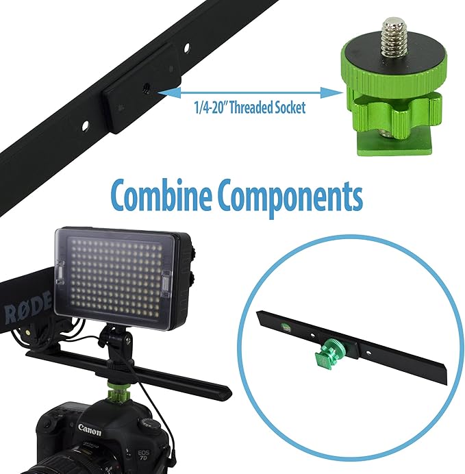 Cam Caddie Flashner ¼” – 20 inch Tripod Screw to Hot/Cold Shoe Adapter/Flash Converter - Standard Quarter Twenty Threaded Post Made from High Strength Steel and Aluminum (Green)