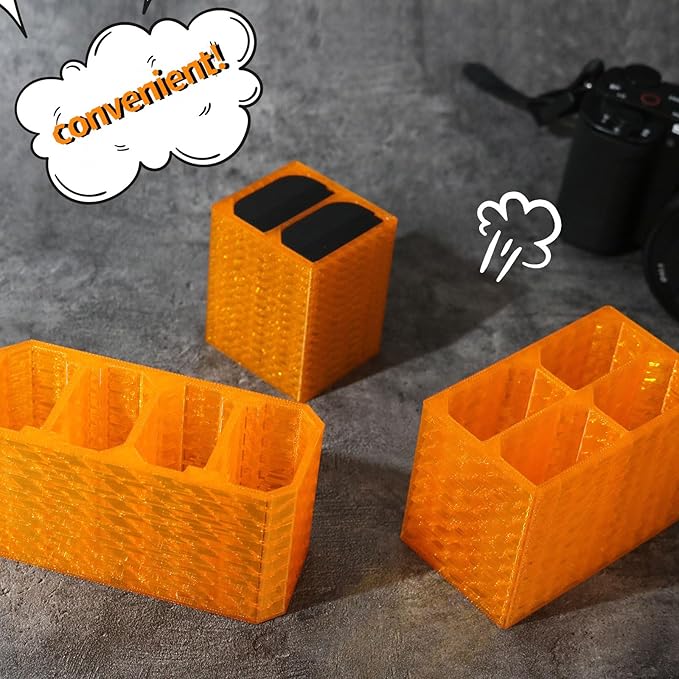LingoFoto 2PCS Camera Battery Storage Soft Case with 4 Warehouses for Canon LP-E6/LP-E6N/LP-E6NH Camera Battery Protective Pack Case Holder (Orange,Four Warehouses)
