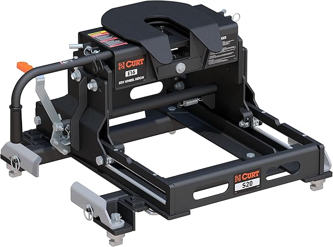 CURT 16697 E16 5th Wheel Slider Hitch, 16,000 lbs, Select Chevy Silverado, GMC Sierra 2500, 3500 HD, 6.5-Foot Bed Puck System