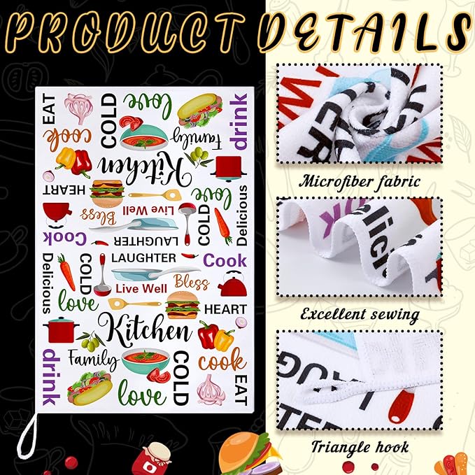 6 Pcs Funny Quotes Kitchen Towels Quotes Dish Towels Christian Farmhouse Vintage Hand Cloths Baking Mom Gifts for Cooking Lovers Spring Easter Bathroom Decor Housewarming Gift