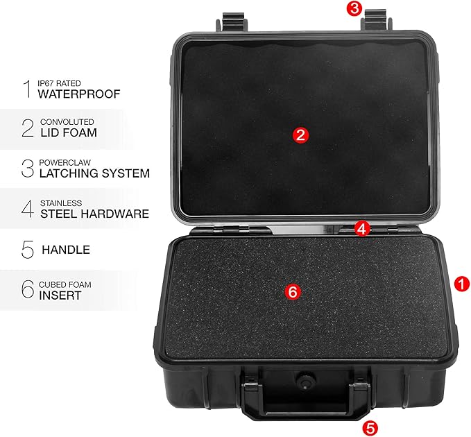 MOOCY 10" Small Hard Case with Customizable Foam Insert, 10.8x8.6x3.7 - Watertight Airtight Crush-Resistant Case for Pistol, Camera, Microphone & Electronics