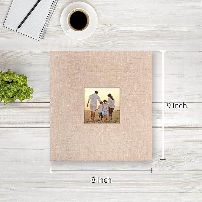 potricher Small Photo Album 4x6 200 Photos Linen Cover Picture Photo Book for Family Wedding Anniversary Baby Vacation (Beige,200 Pockets)