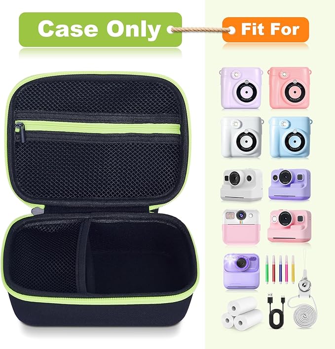 Hikkon Camera Case Compatible for ESOXOFFORE/Upgrade/Dylanto/Yehtta/HiMont/CAMCLID Kids Instant Print Camera Toy,Portable Digital Camera Storage Holder Organizer Bag (Case Only) - Black