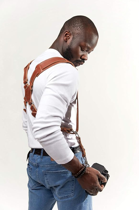 C Coiro Camera Harness for 2 Cameras Dual Shoulder Leather Camera Strap for DSLR/SLR, Camera Straps for Photographers