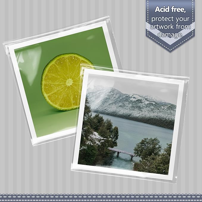 Golden State Art, Pack of 100, Acid-Free Crystal Clear Sleeves Storage Bags for Photo Prints Framing Mats Mattes (Bag Size: 8 1/4 x 8 1/4 Inches for 8X8 Mats)