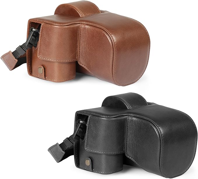 MegaGear Genuine Leather Camera Case for Fujifilm X-S20 (18-55mm) - Stylish and Protective Digital Photography Bag - Brown