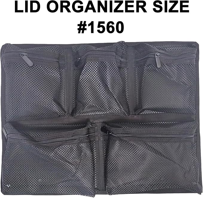 LAFENLIN UPGRADED Lid Organizer for Pelican 1560 Case[Maximize Space, Secure Gear], 5-Pocket Thick Mesh Panel for Photographers & Divers, Fits Camera Cases & Dry Boxes, Includes Screws & Hook and Loop