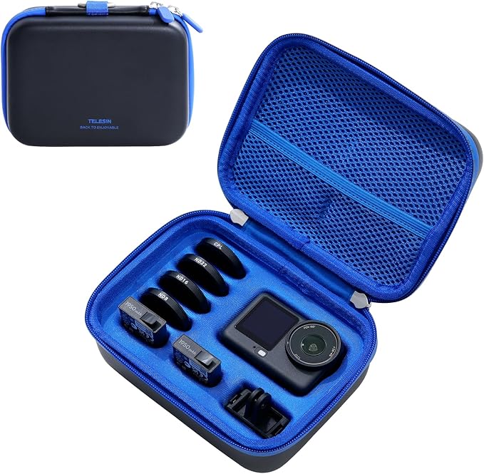 TELESIN DisAdv Carrying Case for DJI Osmo Action 6 and Official Accessories, Waterproof Hard Carrying Bag for Camera Batteries Filter Mount, DJI Osmo Case Hard Shell Action Camera Bag, Black
