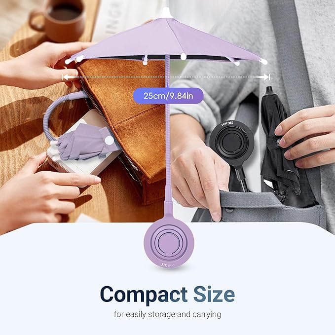 UPF 45+ Magnetic Phone Umbrella with Black Anti-UV Coating,Mini Tanning Phone Sun Shade Shield for Magsafe iPhone 17 Air 16 15 Pro Max Android Kindle Outdoor Beach Pool Anti-Glare Anti-Reflect -Purple