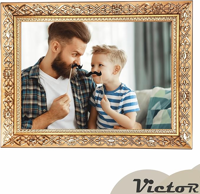 VictoR Picture Frame 5x7 in Gold Vermeer - Antique Picture Frame with shatterproof Acrylic Glass - 5 x 7 Photo Frame Vintage