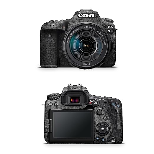 Glossy Glitter Camera Skin Compatible with Canon EOS 90D Camera (2019) - Black Leather - Premium 3M Vinyl Protective Wrap Decal Cover - Easy to Apply | Crafted in The USA by MightySkins