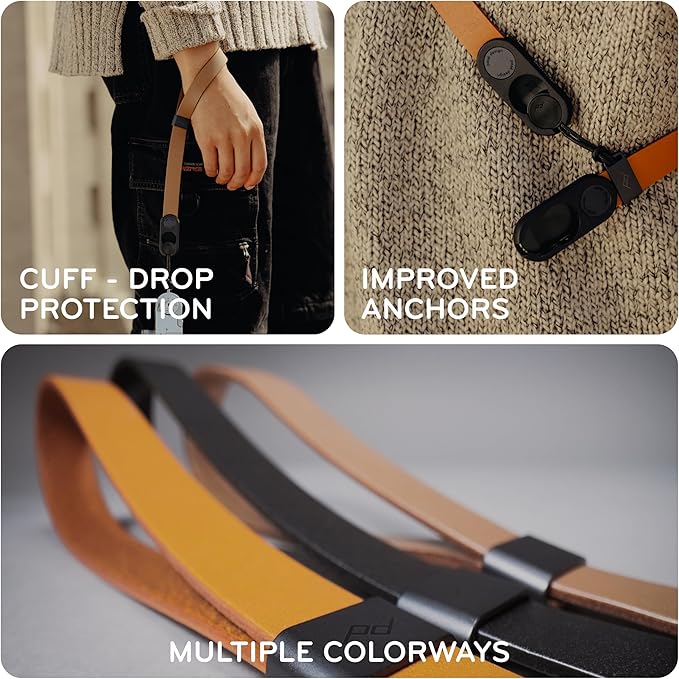 Peak Design Cuff Leather Camera Wrist Strap – Quick Release, 100 lb Capacity, for DSLR, Compact & Point-and-Shoot Cameras