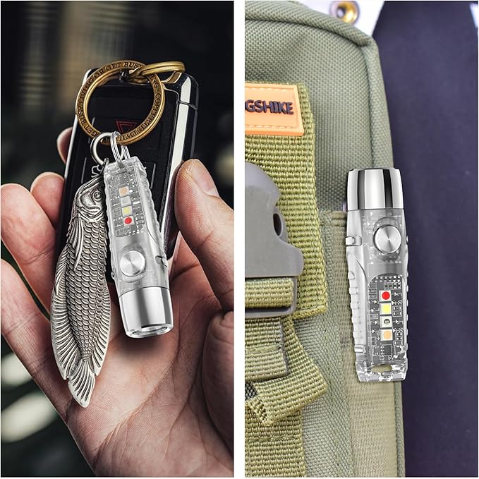 S12Pro Keychain Flashlight Rechargeable,750 High Lumen EDC Mini Flashlight with Clip,Multifunction COB Light with 365nmUV-11 Lighting Modes, Tail Magnet, Flash Light