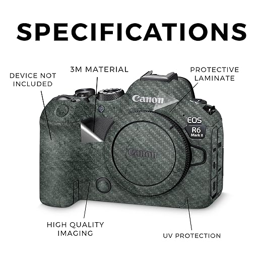 Carbon Fiber Camera Skin Compatible with Canon EOS R6 Mark II Camera (2022) - Green Stone - Premium 3M Vinyl Protective Wrap Decal Cover - Easy to Apply | Crafted in The USA by MightySkins