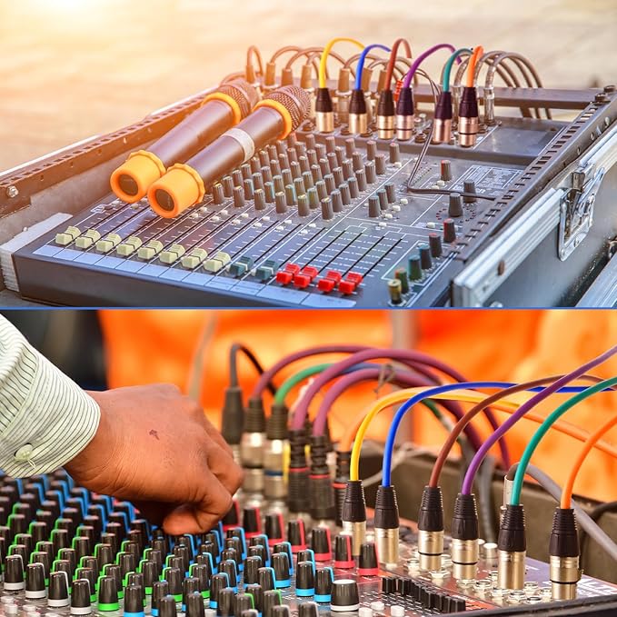 10 Pack XLR 6 ft Mixed Color Cables 3 Pins Balanced Rainbow Microphone Mic Cable Male to Female Mic Cable for Microphone, Mixer, Recording Studio, Podcast