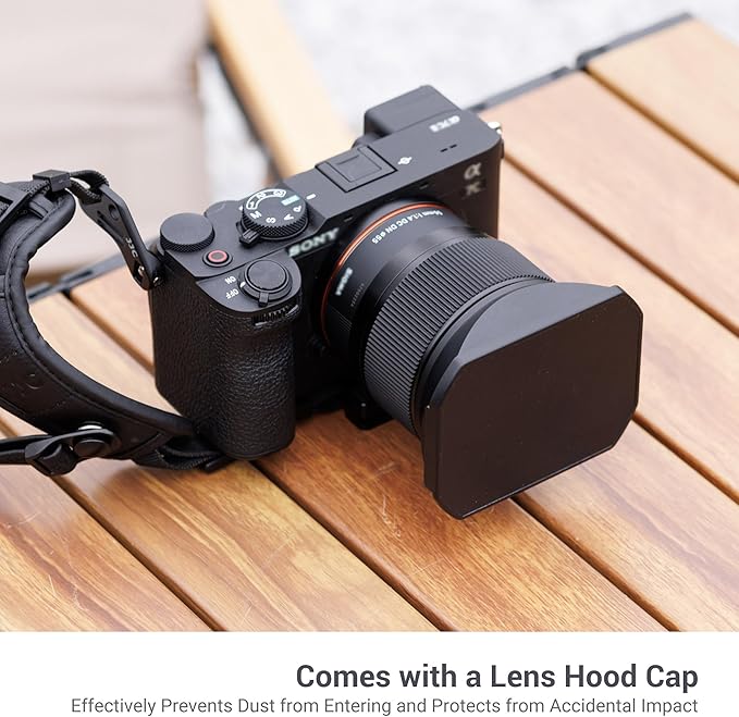 JJC Metal Square Lens Hood Shade for Sigma 56mm f/1.4 DC DN Contemporary Lens, Replaces Sigma LH-582-01 Lens Hood, with Protective Hood Cap, Not Affect The Use of 55mm Filter