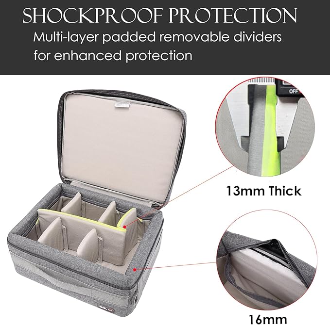 Large Camera Insert Bag,Pressure-proof Hard Shell Lens Cube Case,Digital DSLR SLR Mirrorless Cameras Accessories Storage Pouch Compatible for Canon,Nikon,Sony,Panasonic（M）