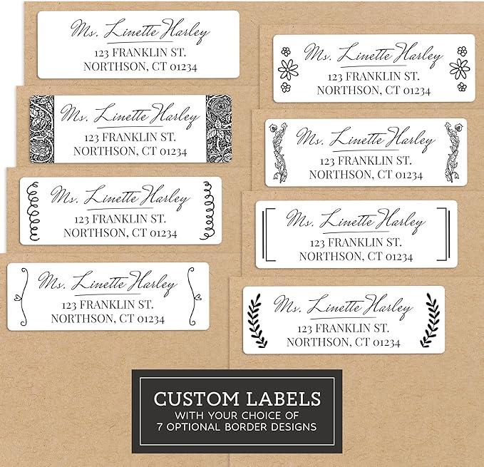 Personalized Return Address Labels - Black & White Styles - Choose Your Design - Custom Self Adhesive Stickers for Envelopes (60-960 Labels) (Vintage Style)