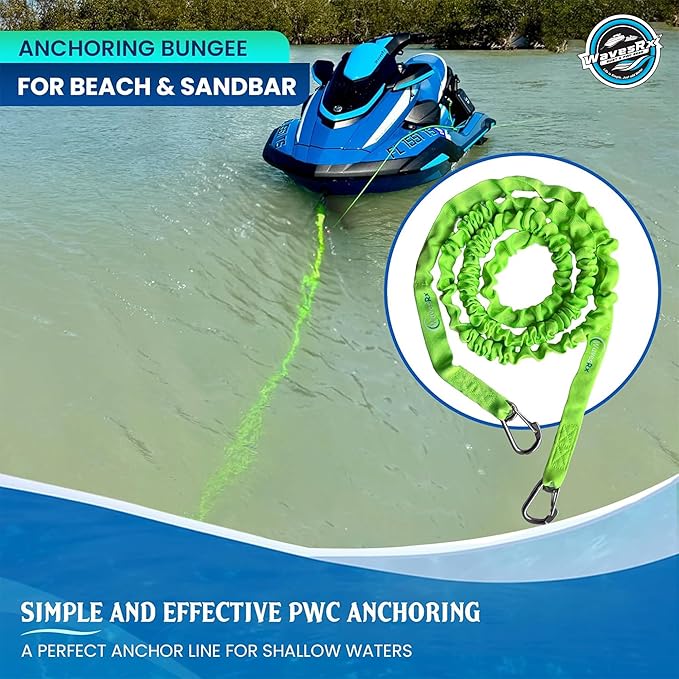 WAVESRX AnchorMate Bungee Line | Boat Bungee Dock Lines for Boats, PWCs & Kayaks | Absorbs Shock from Swells & Wind, Prevents Anchor Dislodging | Perfect for Anchoring, Mooring & Tethering
