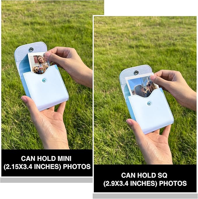 WOGOZAN Square Album for Fujifilm Instax Square/SQ1/SQ40/SQ6/SQ10/SQ20/SP-3 Instant Camera 2.9x3.4 Inch Films for Instax Square Film, Photo Album for Polaroid Mini Pictures, SQ Photo Pouch Bag (Blue)