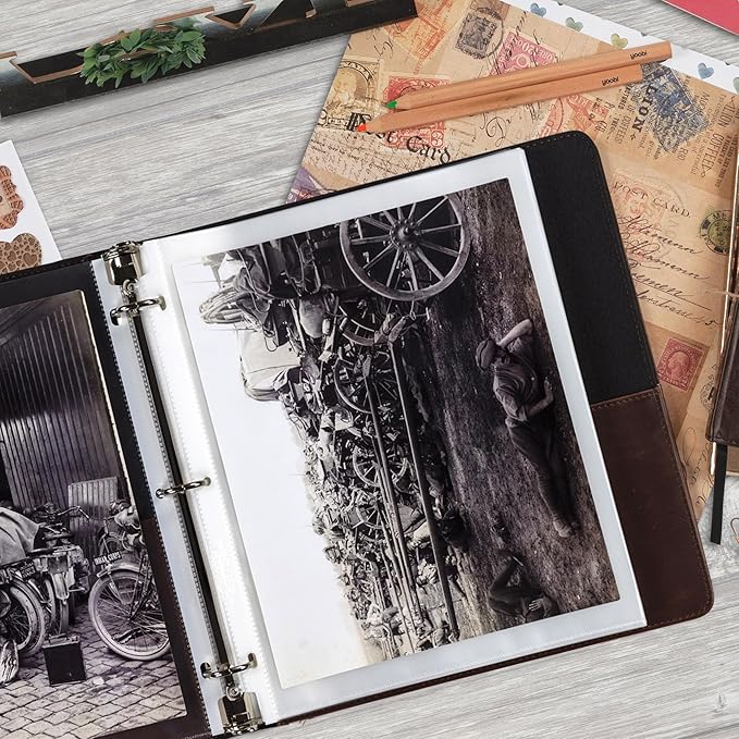 Samsill 50 Pack Full Page Photo Storage for 8x10 Photos, 8.5x11 Inch Clear Sheets Fit in Standard 3 Ring Photo Album, Top Loading, 100 Pictures Total