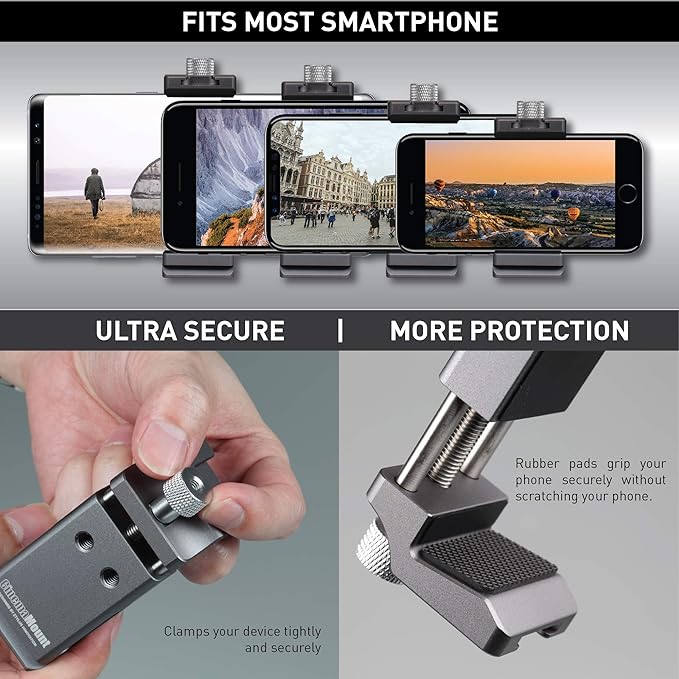 Cinema Mount Mini Smartphone Rig & Aluminum Alloy Grip Handle, Cell Phone Tripod Adapter, Standard Cold Shoe Mount, Tripod Mount, Fit Arca Swiss Compatible with iPhone 11 12 Pro Max
