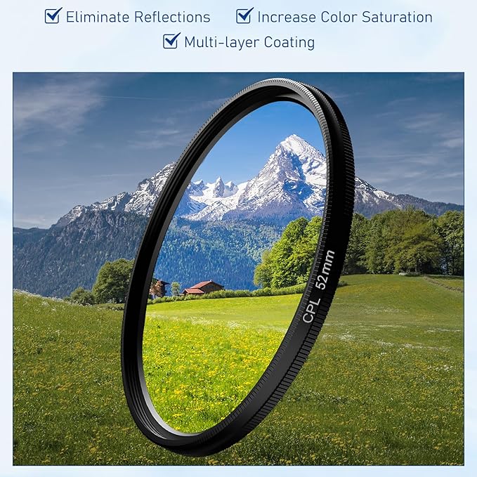 52mm Clip-0n Cpl Phone Cameralens Filter Kit,Upgrade Circular Polarizing Filter Compatible with Mostcell Phones,CPL Filter for Phone,Portable Polarizer Camera Len(1 Set