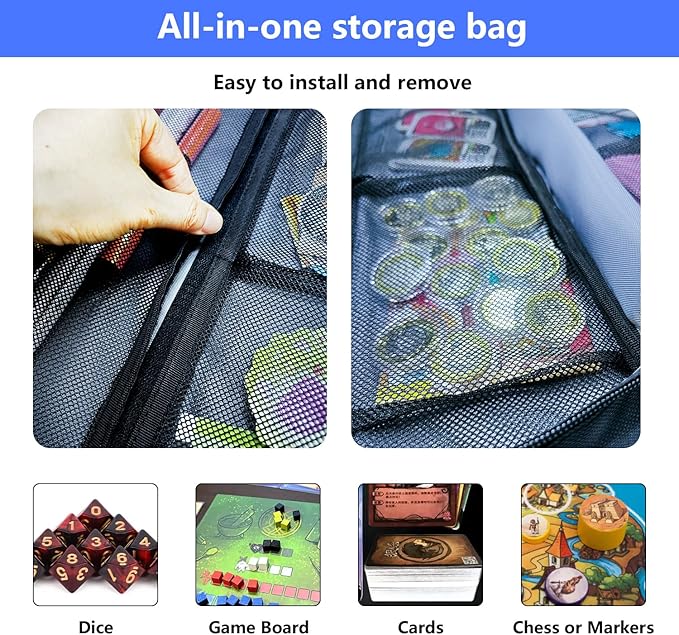 Mi Ya Mi Lai 17-Pocket Board Game Organizer Carry Case - Storage & Travel Case for Games, Cards, Tokens, Dice Accessories.