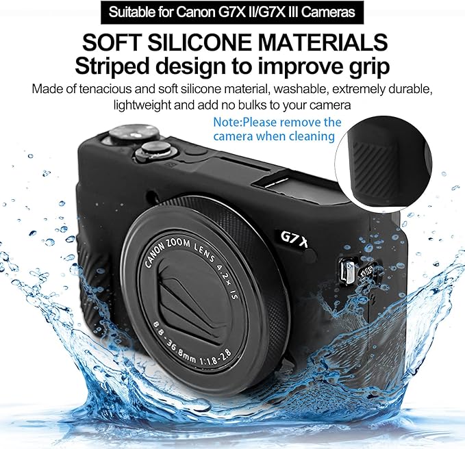 Easy Hood G7X Mark II Case G7X Camera Silicone Case, Soft Silicone Protective Cover for Canon Powershot G7X Mark II DSLR Camera (Black)