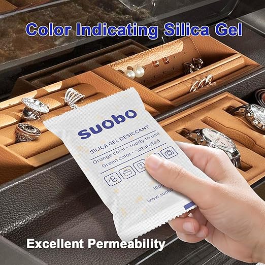 Silica Gel Packets, 100 Gram 20 Packs Moisture Absorbers with Color Indicating, Food Safe Desiccant Packs for Storage, Silica Packets for Foods, Electronics, Closet, 3D Filaments