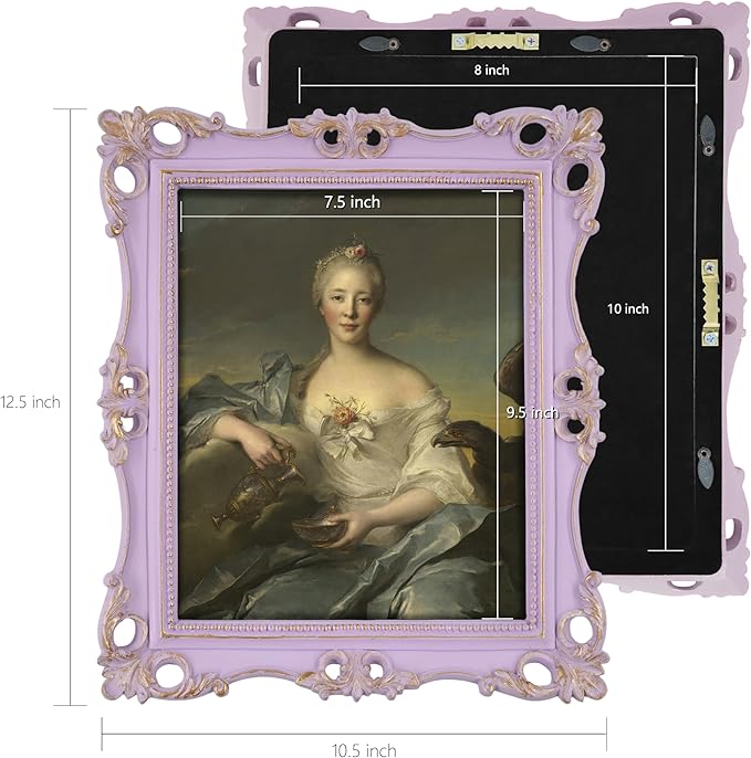 SIMON'S SHOP 8x10 Picture Frame for Wall and Table-top, Vintage Picture Frames 8x10, Rococo Style Lilac Photo Display Vertical or Horizontal