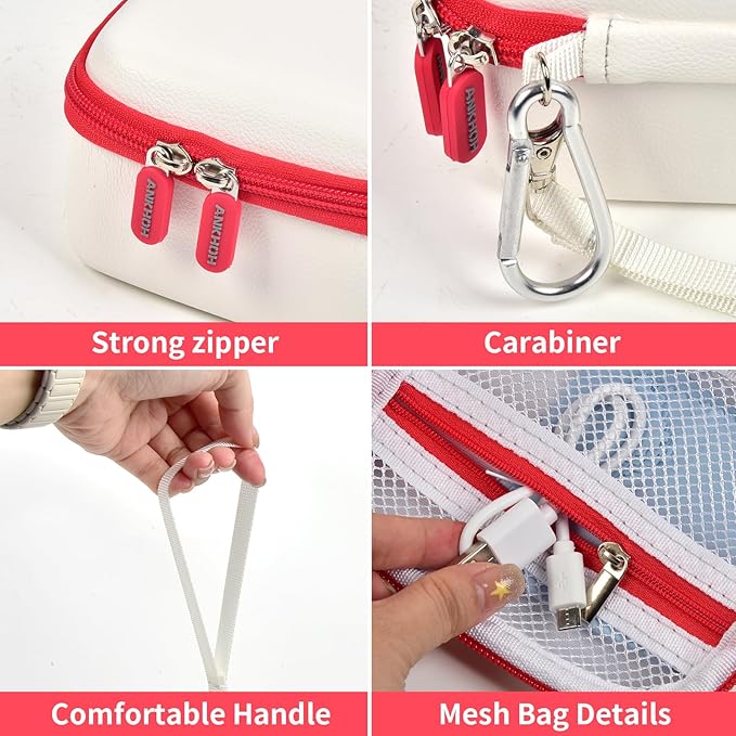 ANKHOH Digital Camera Case for Polaroid Go Generation 2 Gen 2/9035/9071/9070 Instant Mini Camera, Instax Film Cameras Storage with Mesh Pocket for Photo, Stickers (Box Only) (WhIte-red)