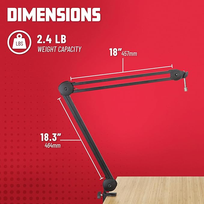 Gator Frameworks Deluxe Spring-loaded Desk-Mounted Microphone Boom Arm for Broadcasts, Podcasts, Content Creation, Live Streaming, & Similar Applications (GFWMICBCBM1000)