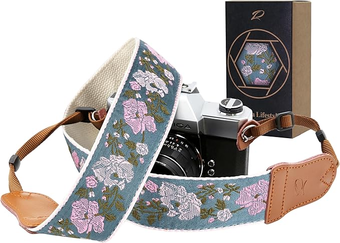 Padwa Lifestyle Vintage Camera Strap - 2" Wide Woven Embroidered Floral Pattern Shoulder Neck Camera Straps for Photographers，Great Gift for Men & Women Photographers