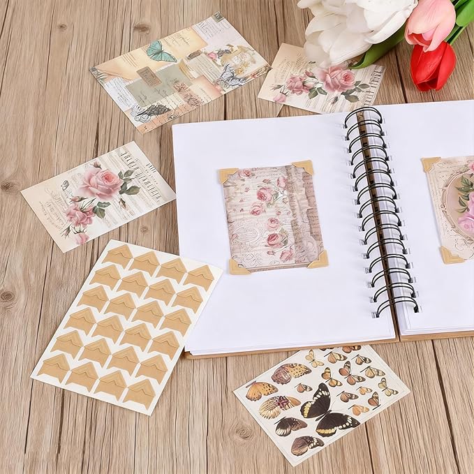 120 Pieces Acid-Free Self-Adhesive Photo Corners 5 Sheets Premium Scrapbook Picture Mounting Stickers for DIY Scrapbooking, Photo Album, Journal, Diary & Picture Frames (Brown)