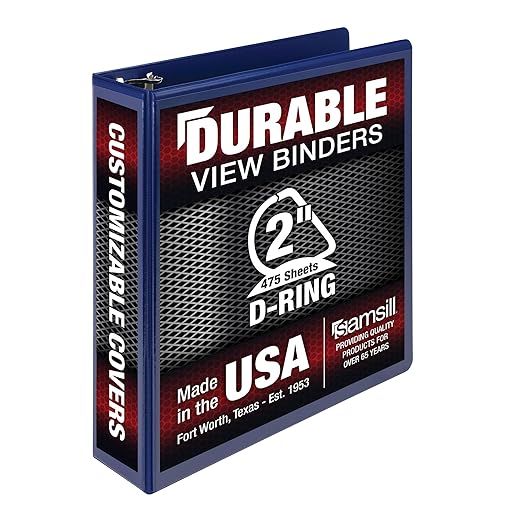 Samsill Durable 2 inch 3 Ring Binder, Made in USA, D Ring Binder, FSC 100% Recycled Chipboard, Blue
