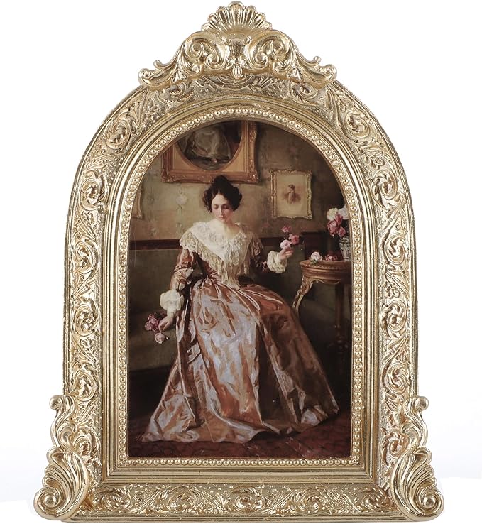 Vintage Picture Frames 4x6 Ornate Gold Antique Picture Frames for Wall and Tabletop Vintage Photo Frame Victorian Home Decor Gallery Wall Decor in Arch Shape