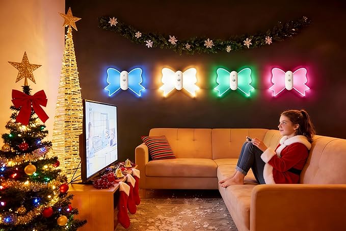 LOFTEK Rechargeable Motion Sensor Wall Sconce 2PCS- 15 RGB Butterfly Ambient Light Dimmable - Acrylic Bow-Knot Night Light Peel & Stick Wall Lamp for Balcony Bedroom Stair Hallway Kid's Room