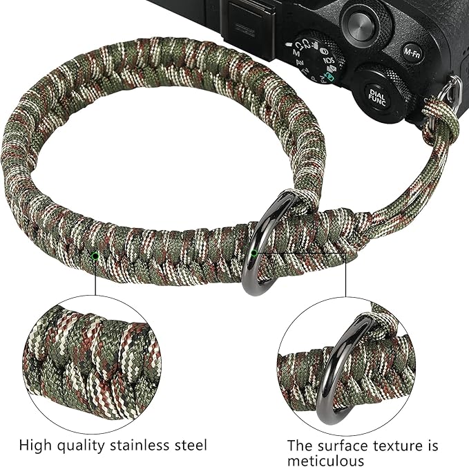 Hargedis Camera Wrist Strap, Hand-Woven Camera Hand Strap High-end and Secure Universal Adjustable, Suitable for Canon Sony Nikon Panasonic Fujifilm Olympus (Forest Camouflage)