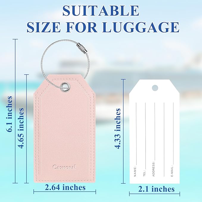 4 Pack Luggage Tag, Personalized Luggage Tags for Suitcases, Cute Bag Tags for Backpacks Handbag School Instrument with Name ID Label Travel Essentials, Unique Fun Baggage Tags