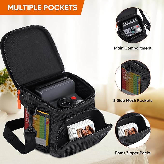 KANG YU Camera Sling Bag Compatible with Polaroid Now+ Generation 3rd/2nd/1st I-Type, Crossbody Camera Bag Compatible with Polaroid Now Instant Camera, Camera Carrying Case with Adjustable Strap